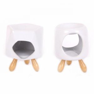Oil Burner 3 Wooden Legs and Porcelain Body