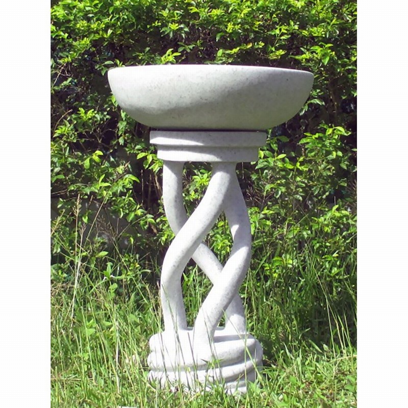 Garden Ornament SPIRAL BIRD BATH GRANITE Colour 70cm