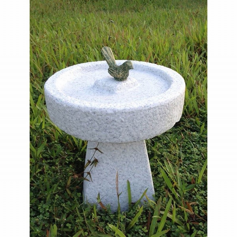 Garden Ornament BIRD ON BIRD BATH GRANITE Colour 40cm