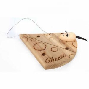 Chopping Board Wood 18x16cm for Cheese with Mouse Wire