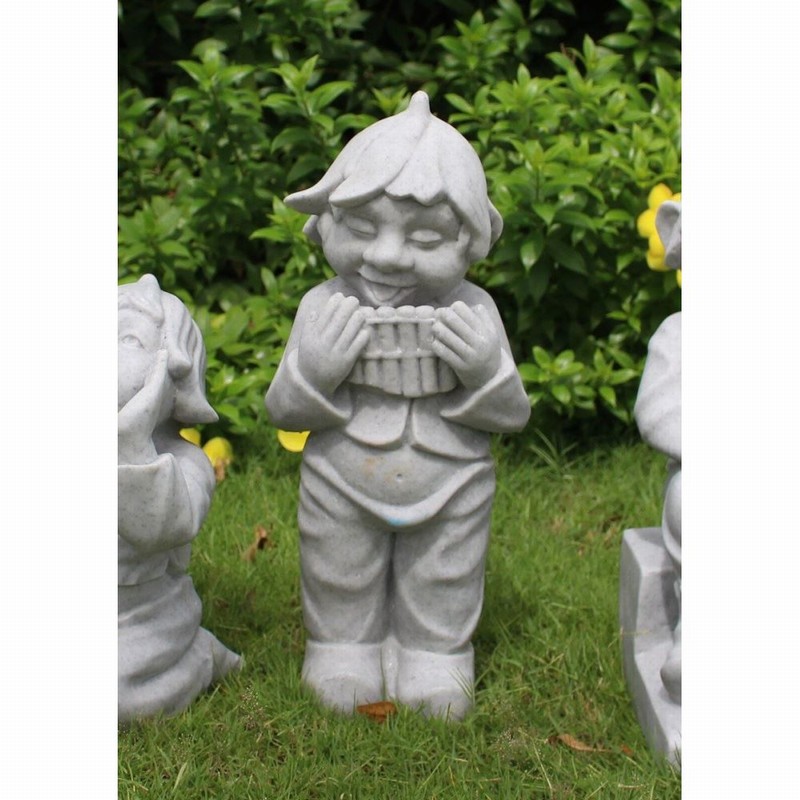 Garden Ornament FLUTE PLAYING PIXIE GRANITE Colour 45cm