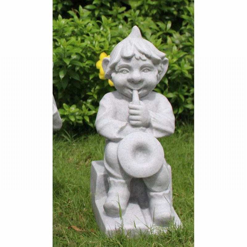 Garden Ornament PIXIE PLAYING TRUMPET GRANITE Colour 42cm