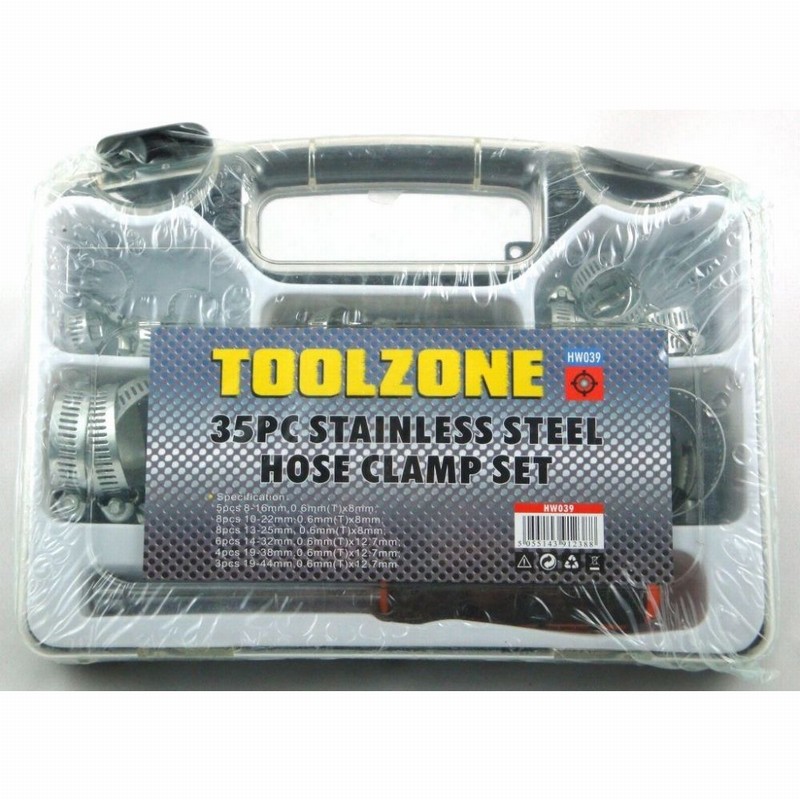 Hose Clamp Set 35Pce. SS in Case with Driver