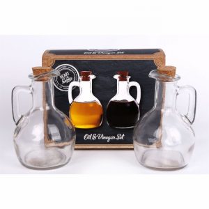 Oil & Vinegar Bottles Glass with Cork Lid 11x7.5cm
