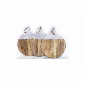 Chopping Board 49x38cm Chunky Wood & Enamel
