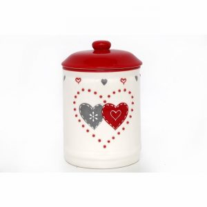 Food Cannister Double Heart Metal 13x19cm