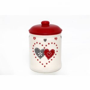 Food Cannister Double Heart Metal 10.5x15cm