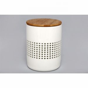 Biscuit Barrel Heart Cut Out Design & Bamboo Lid 17.5cm