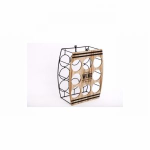 Wine Rack 8Bottle Wood & Steel 38x30x16cm