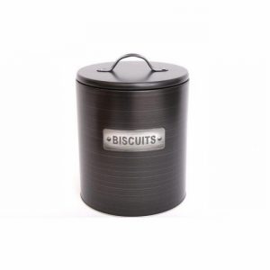 Biscuit Barrel Dark Grey Embossed 21x16cm