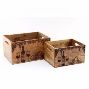 Crate Storage Mango Wood Cheese & Wine Med. 28x20x16cm