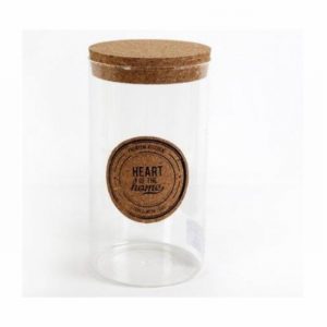 Storage Jar Glass & Cork Lid 19x10cm Cylindrical