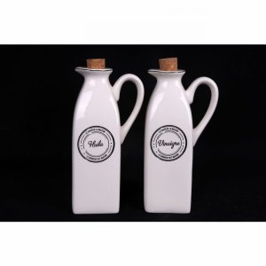 Oil & Vinegar Set White 19x7