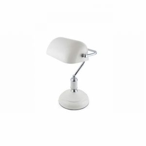 Desk Lamp Advocate BANKERS Chrome & White 15" High ES