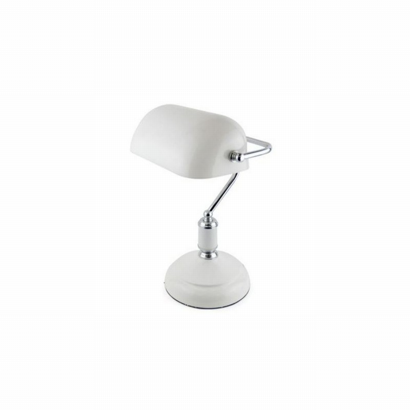 Desk Lamp Advocate BANKERS Chrome & White 15" High ES