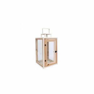 Lantern Glass Metal & Wood for Candles 42cm High