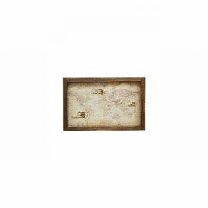 Picture Vintage Globe Map 38x25cm in Wooden Frame
