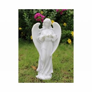 Garden Ornament ANGEL OF BIRDS WHITE Colour 36cm