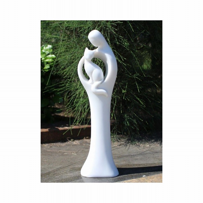 Garden Ornament FAITHFUL CAT WHITE Colour 36cm