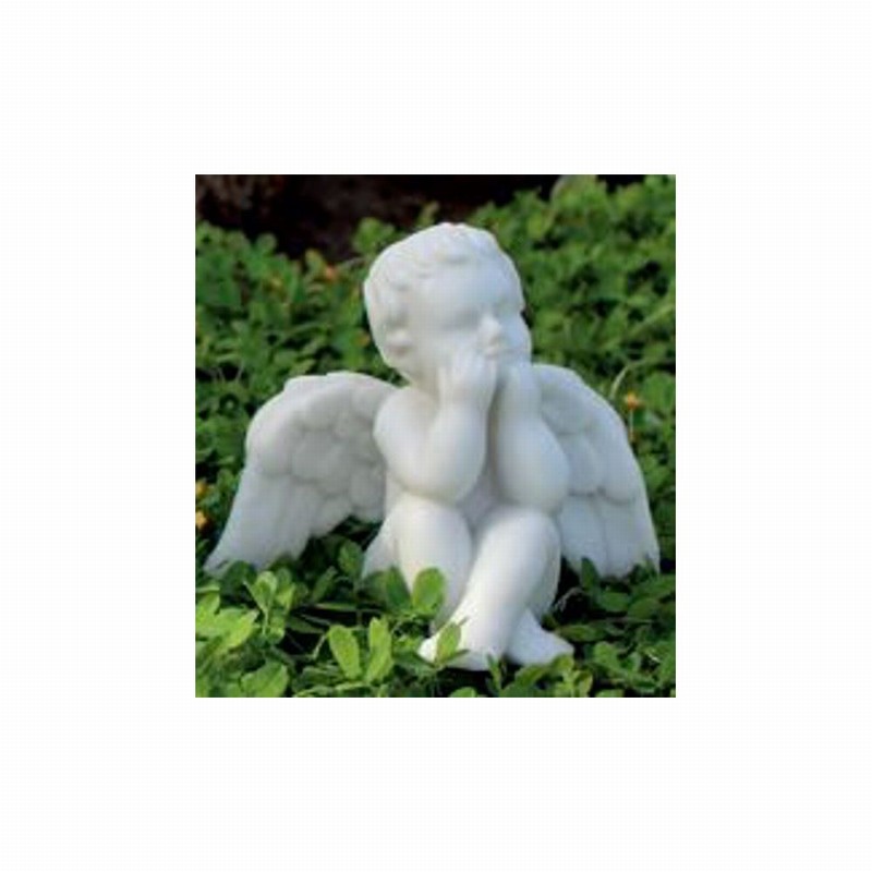 Garden Ornament PROSPEROUS CHERUB WHITE Colour 26cm