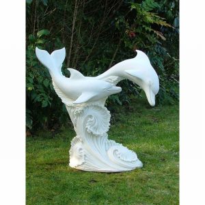 Garden Ornament DOLPHINS LEAPING L WHITE Colour 45cm