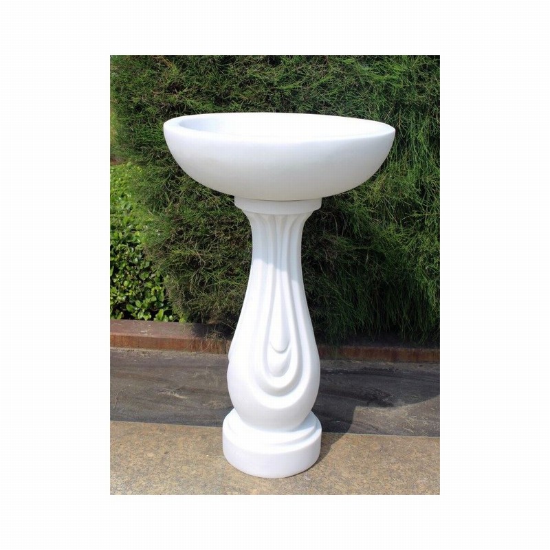 Garden Ornament RIPPLE BIRD BATH WHITE MARBLE Colour 70cm