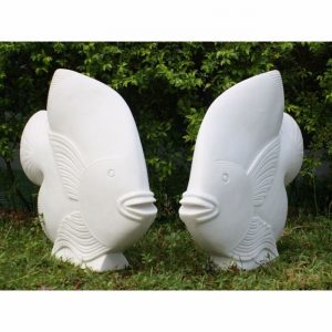 Garden Ornament FISH PAIR WHITE Colour 70cm