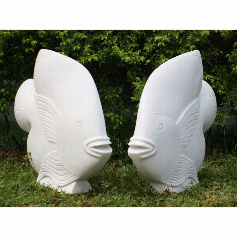 Garden Ornament FISH PAIR WHITE Colour 70cm