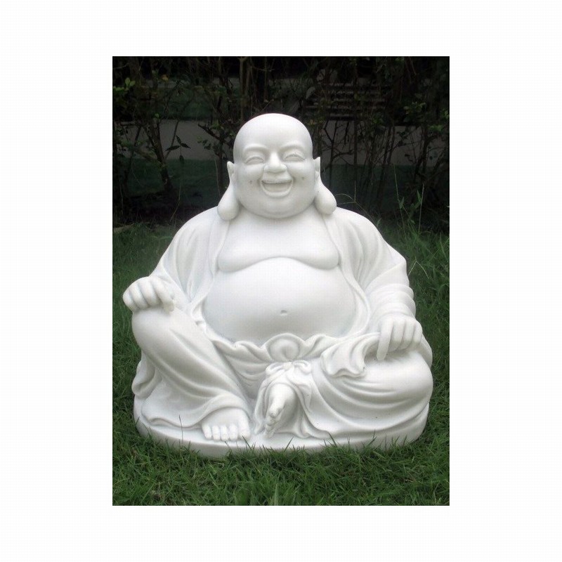 Garden Ornament LAUGHING BUDDHA WHITE Colour 30cm
