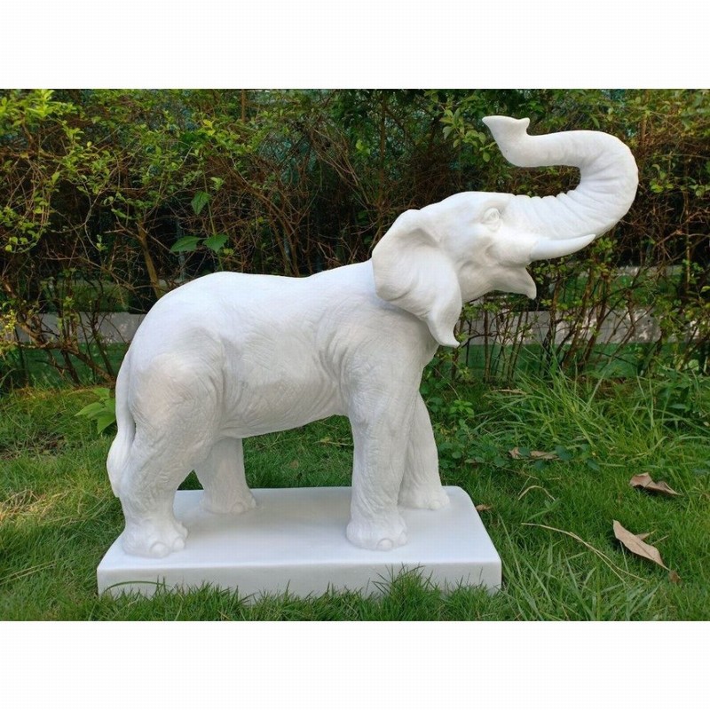 Garden Ornament ROARING ELEPHANT XL WHITE MARBLE Colour 70cm