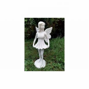 Garden Ornament FAIRY HOLDING DRESS WHITE Colour 55cm