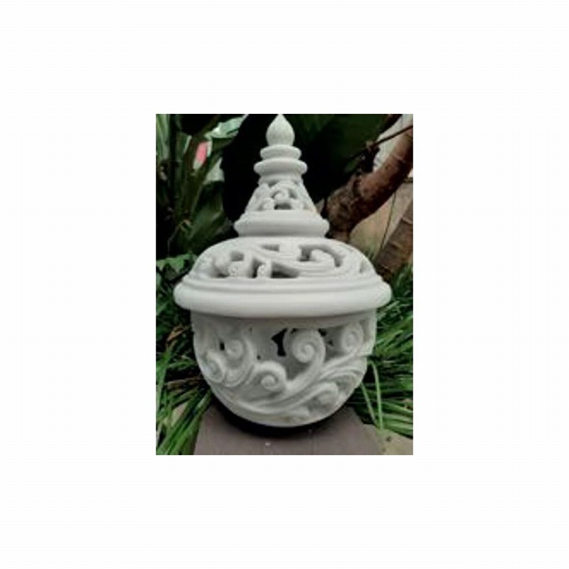 Garden Ornament MODERN LANTERN WHITE MARBLE Colour 42cm