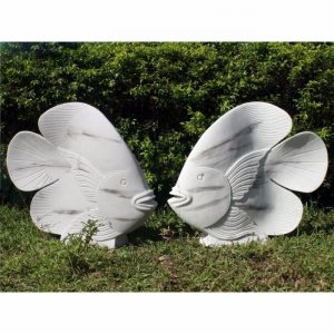 Garden Ornament FISH PAIR BLK & WHT Colour 37cm