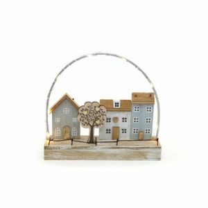 Ornamental Wooden Houses. 20cm LED