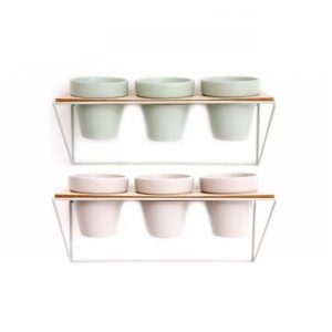 Planter Triple in Wall Mounted Wire Frame Green