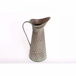 Planter Metal Jug Design Green 37cm
