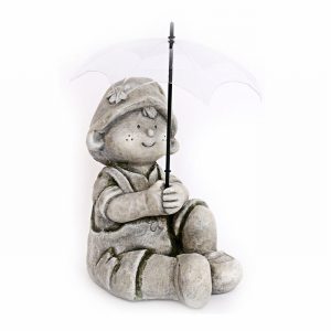 Boy Ornament Sitting with Umbrella 29.5cm Ext.