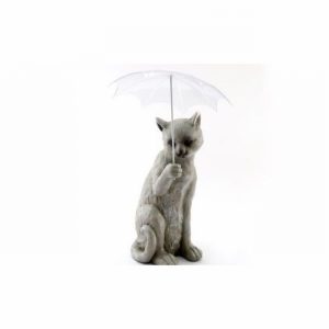 Cat Ornament Holding Umbrella 38x22cm