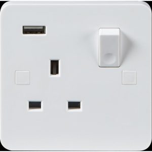 Socket 1Gang 13Amp Double Pole & 1xUSB PURE D