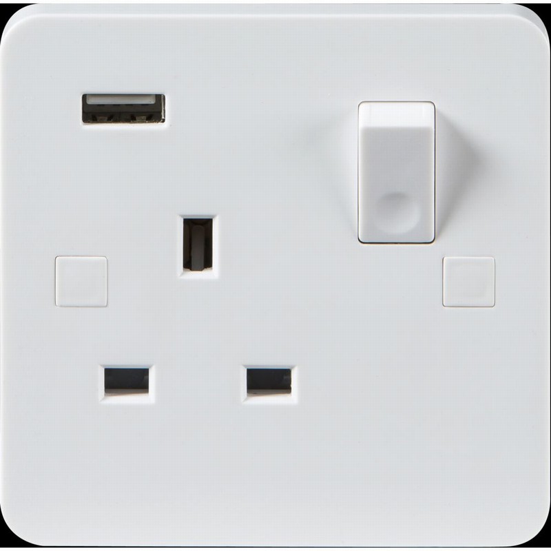 Socket 1Gang 13Amp Double Pole & 1xUSB PURE D