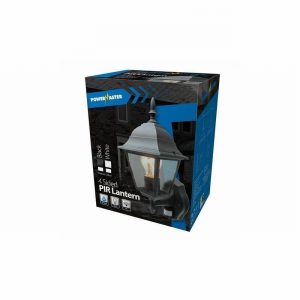 Lantern 6 Sided Up Black & PIR