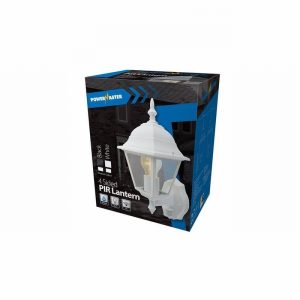 Lantern 4 Sided Up White & PIR