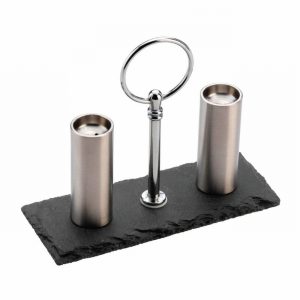 Condiment Set GRUNWERG Salt & Pepper On Slate Stand