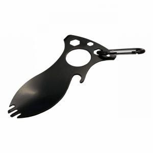 Spork Multi Tool with Snap Hook Black