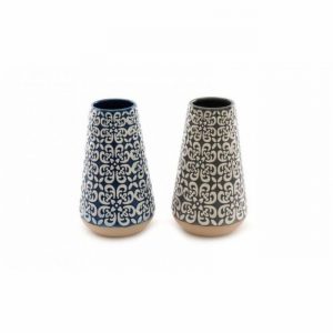 Vase SERENITY Oval Embossed Dolomite Blue 10x17cm