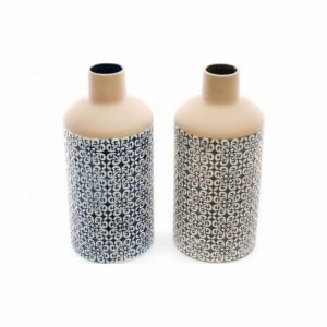 Vase SERENITY Bottle Des. Embossed Dolomite Blue 14x32cm