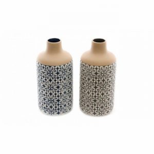 Vase SERENITY Bottle Des. Embossed Dolomite Blue 11x23cm