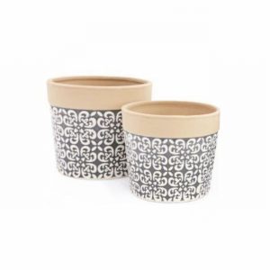 Planter SERENITY Embossed Grey Sm.