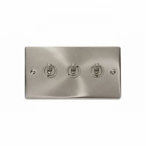 SWITCH LIGHT TOGGLE 3GANG 2WAY VIC SATIN CHROME