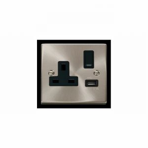 Socket 1Gang 13Amp Sw. DP & USB 2.1Amp DECO